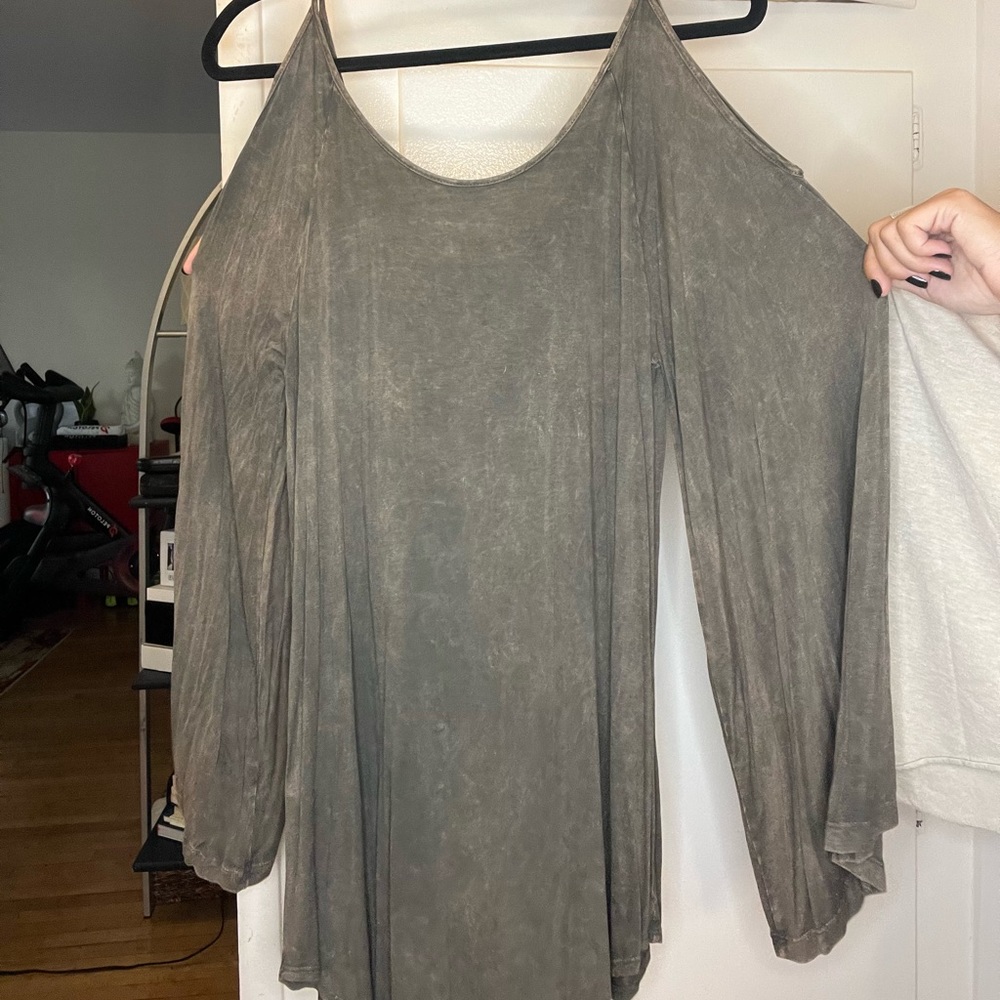 Olive Green Boho Long Sleeve Dress